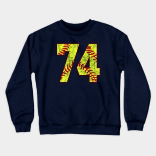 Fastpitch Softball Number 74 #74 Softball Shirt Jersey Uniform Favorite Player Biggest Fan Crewneck Sweatshirt